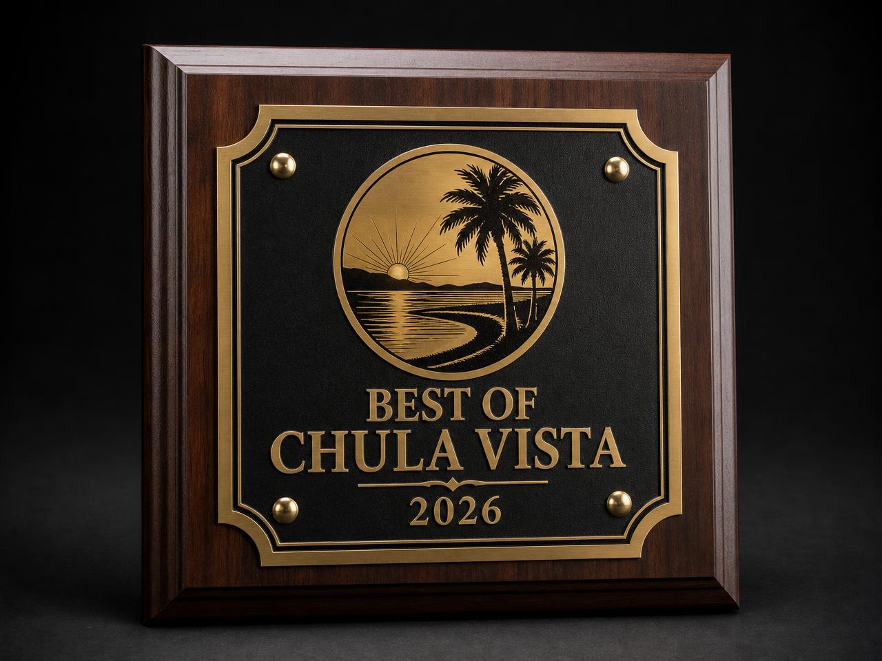 Engraved Best of Chino Hills 2026 award plaque